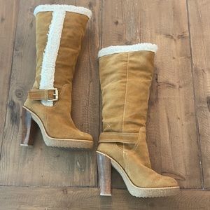 Michael Kors Platform High Heel Suede Boots